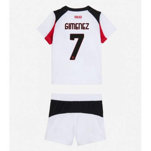 AC Milan Santiago Gimenez #7 Replika Bortatröja Barn 2025-26 Kortärmad (+ Korta byxor)
